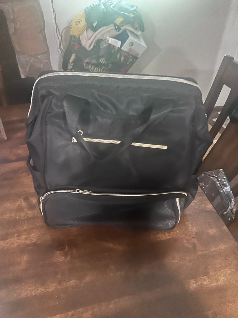 Black pump bag with Gold Zipper Accents